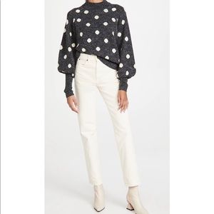 Blank denim NYC grey and cream dot sweater